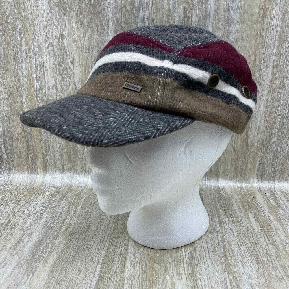 Lifetime Wool Blend Baseball‎ Cap Hat Adjustable Gray Red